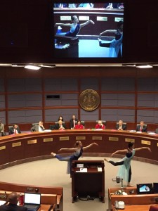 Shu-Chen addressing the Fairfax County Board of Supervisors this evening in support of the Arts Council of Fairfax County