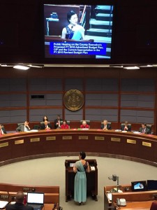 Shu-Chen addressing the Fairfax County Board of Supervisors this evening in support of the Arts Council of Fairfax County